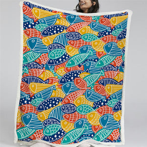 Fish Sherpa Fleece Blanket