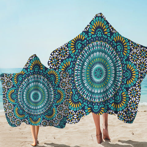 Image of Kaleidoscope Aqua SWLS1532 Hooded Towel