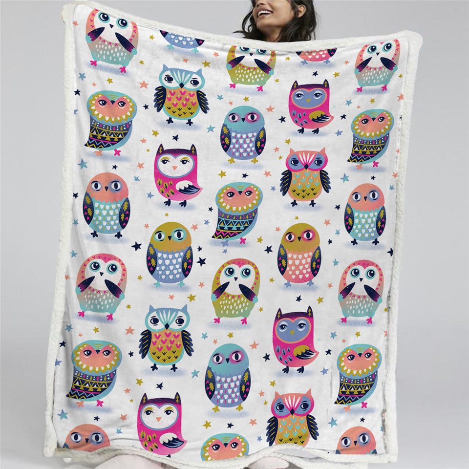 Cartoon Owls BLMT2302 Sherpa Fleece Blanket