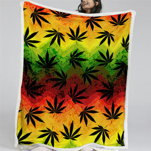 Maple Leaves Themed Sherpa Fleece Blanket