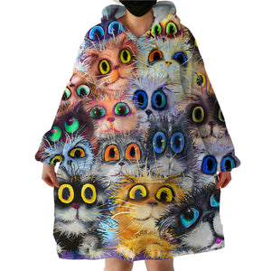 Creep Cat Eyes SWLF0096 Hoodie Wearable Blanket