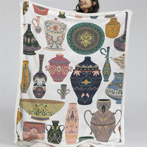 Ethnic Bottle Sherpa Fleece Blanket - Beddingify