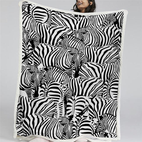 Image of A Dazzle Of Zebra Sherpa Fleece Blanket