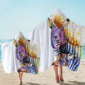 Color Splashed Zebra Hooded Towel