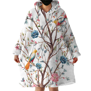 Birds On Branches SWLF0765 Hoodie Wearable Blanket