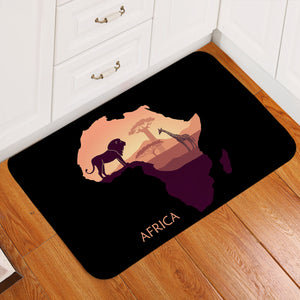 Africa Continent Black Door Mat