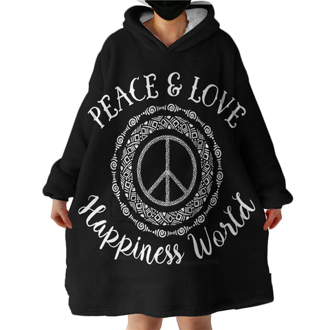 Image of Peace & Love Sign SWLF0502 Hoodie Wearable Blanket