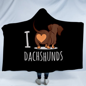 I Love Dachshund SW0770 Hooded Blanket