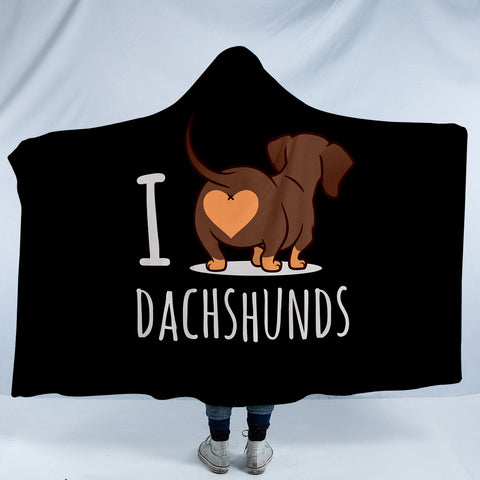 Image of I Love Dachshund SW0770 Hooded Blanket