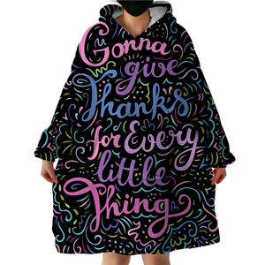 Thankful Quote SWLF1836 Hoodie Wearable Blanket