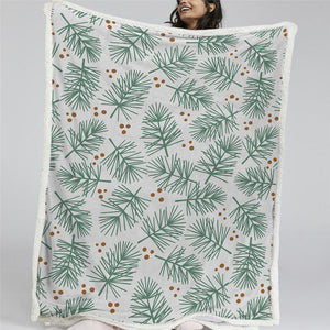 Conifer Patterns White Sherpa Fleece Blanket