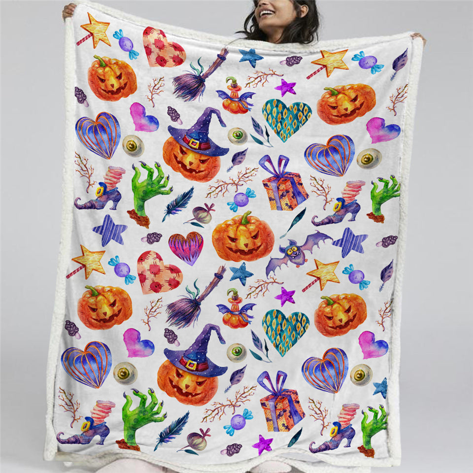 Happy Halloween Sherpa Fleece Blanket - Beddingify