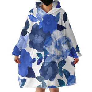 Blue Flowers SWLF0629 Hoodie Wearable Blanket