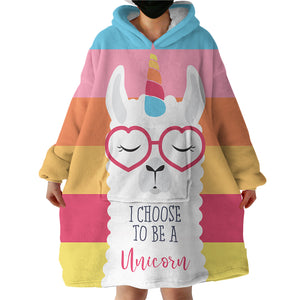 Unicorn Llama SWLF1658 Hoodie Wearable Blanket