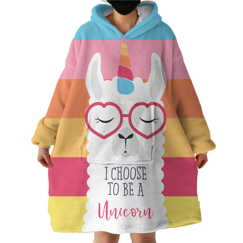 Image of Unicorn Llama SWLF1658 Hoodie Wearable Blanket