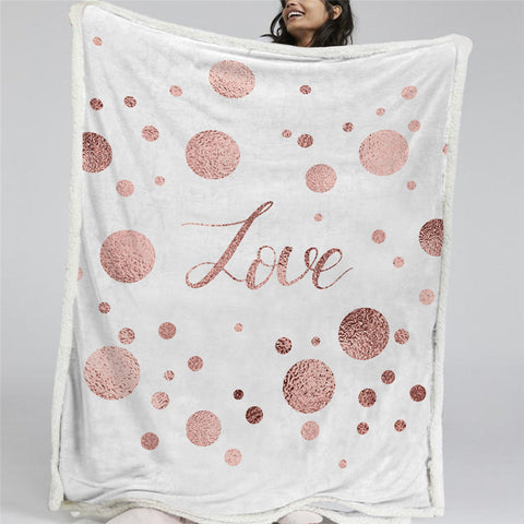 Image of Love Dotted Sherpa Fleece Blanket