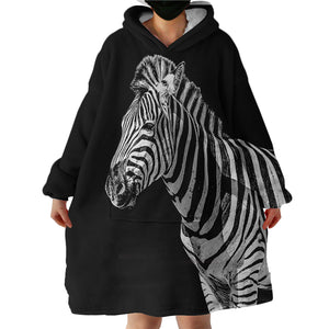 B&W Zebra SWLF0507 Hoodie Wearable Blanket