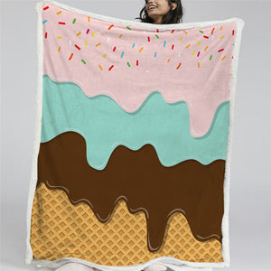 Ice Cream Layers Sherpa Fleece Blanket