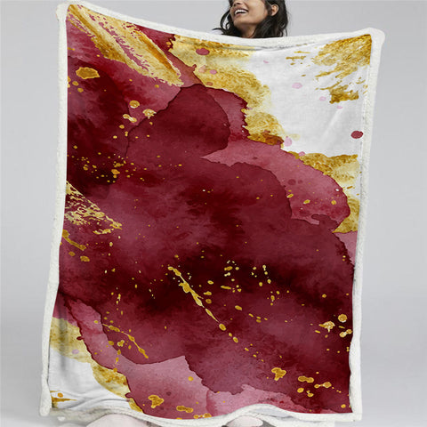 Image of Red Marble Sherpa Fleece Blanket