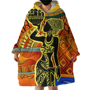 African Basket Lady SWLF1496 Hoodie Wearable Blanket