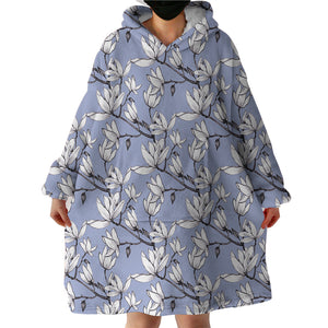 White Flowers SWLF2254 Hoodie Wearable Blanket