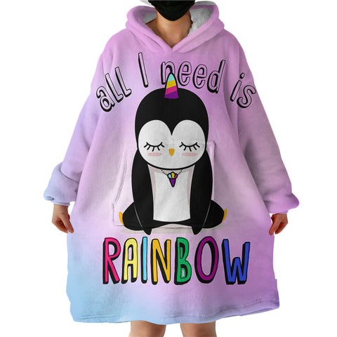 Image of Rainbow Penguin SWLF1299 Hoodie Wearable Blanket