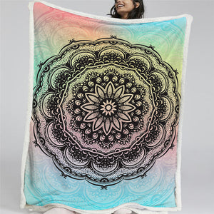 Pastel Mandala Themed Sherpa Fleece Blanket