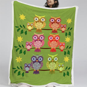 Kid Owls Sherpa Fleece Blanket