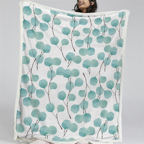 Image of Indigo Small Branches Sherpa Fleece Blanket