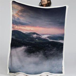 Mountain Scene Sherpa Fleece Blanket