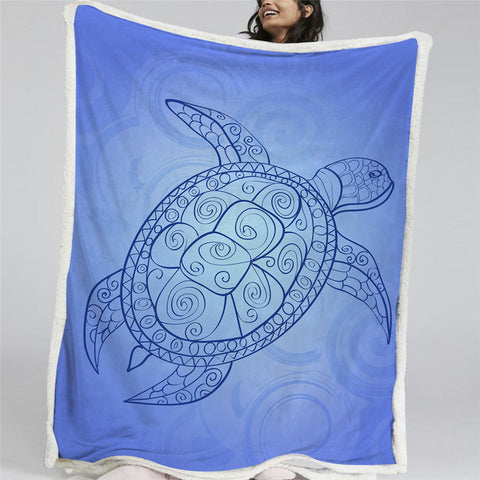 Image of Blue Turtle Sherpa Fleece Blanket