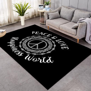 World Peace & Love Black SW0502 Rug