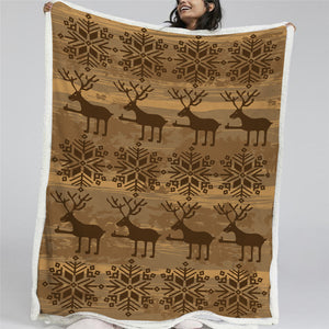 Brown Deer Themed Sherpa Fleece Blanket - Beddingify