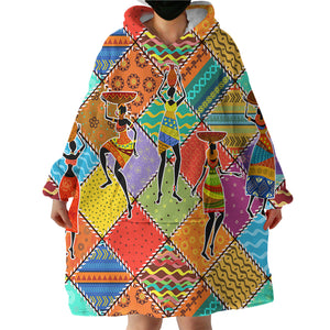 Colorful African SWLF1182 Hoodie Wearable Blanket