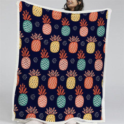 Image of Pineapple Themed Sherpa Fleece Blanket