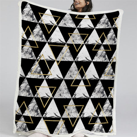 Image of Minimalist Triangles Sherpa Fleece Blanket
