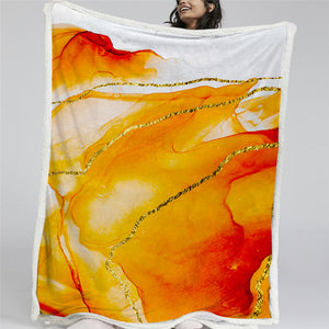 Golden Marble Sherpa Fleece Blanket