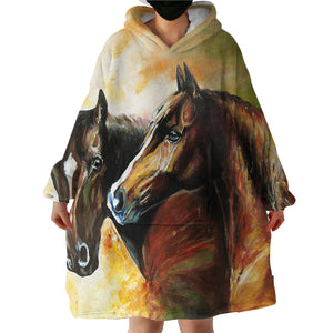 Horses SWLF1103 Hoodie Wearable Blanket