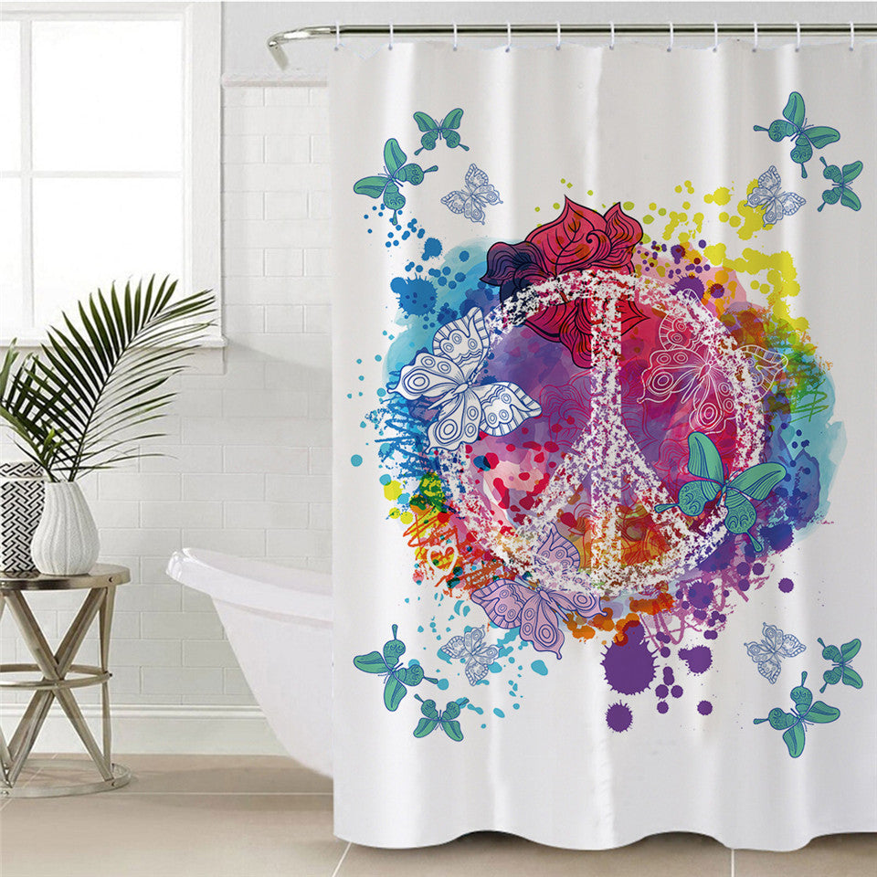 Colorful Peace Symbol SSR013078232 Shower Curtain