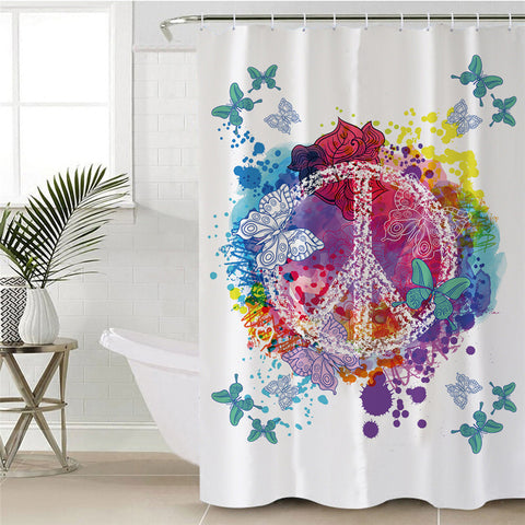 Image of Colorful Peace Symbol SSR013078232 Shower Curtain