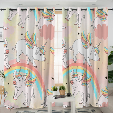 Image of Unipig Rainbow Themed 2 Panel Curtains