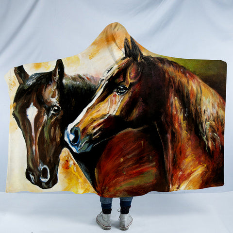 Image of Oilpainted Horses SW1103 Hooded Blanket