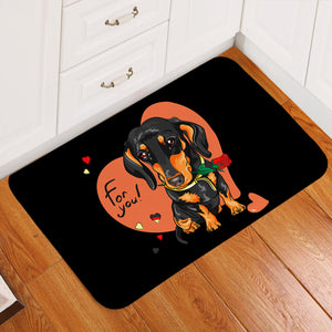 Puppy Love Black Door Mat