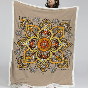 Classic Flowers Themed Sherpa Fleece Blanket