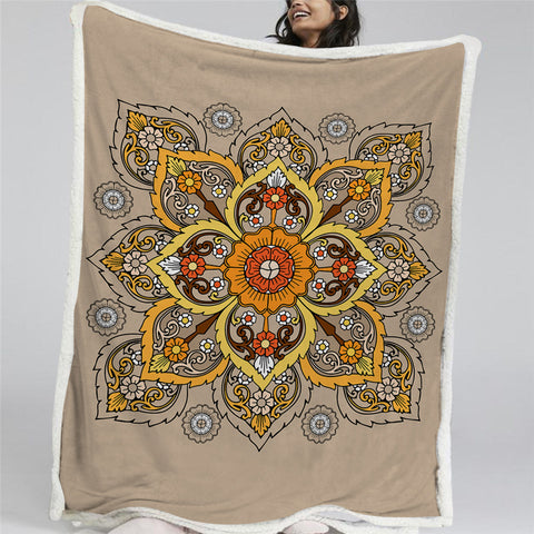 Image of Classic Flowers Themed Sherpa Fleece Blanket