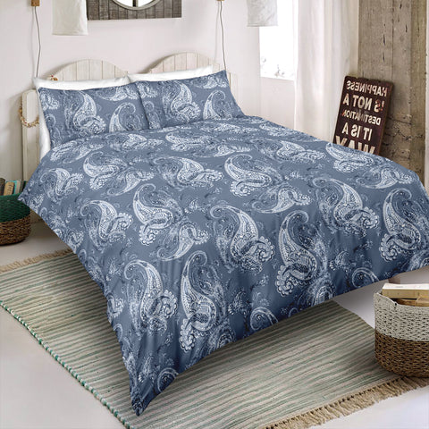 Image of Light Blue Paisley Bedding Set - Beddingify
