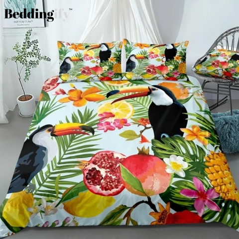 Image of Pomegranate Lemon Orange Leaves Bedding Set - Beddingify