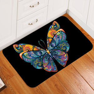 Gorgeous Butterfly Black Door Mat