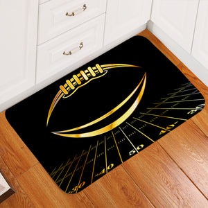 Golden Football Black Door Mat