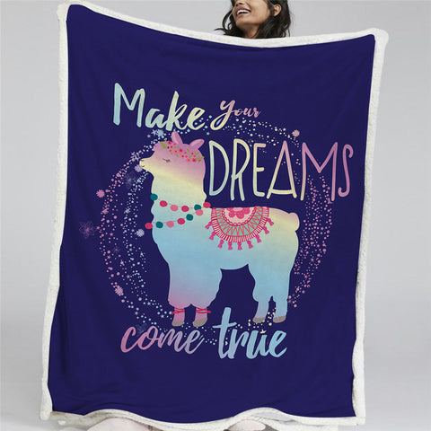 Image of Dreaming Llama Sherpa Fleece Blanket